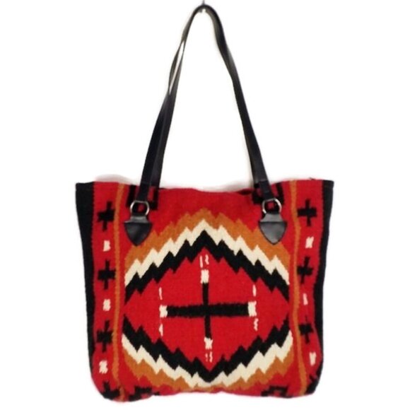 Artisan Multicolor Handwoven Wool Blend Zapotec Cross Print Purse Womens Large - Picture 10 of 10